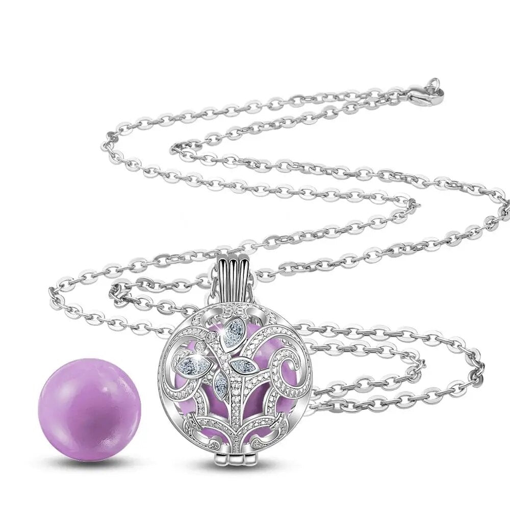 Eudora Iris Flower Cage Pregnancy Ball Necklace