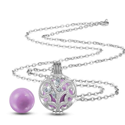 Eudora Iris Flower Cage Pregnancy Ball Necklace