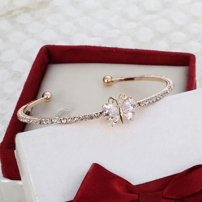 Golden Butterfly Romance Cuff Bracelet