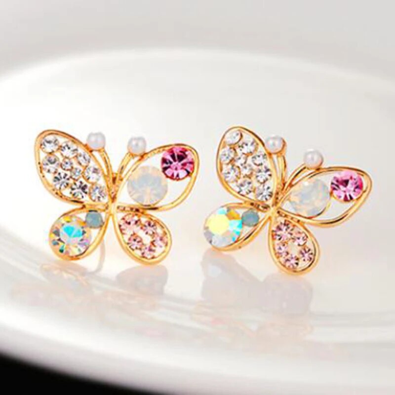 Colorful Butterfly Bow Stud Earrings - Fashion Designer Jewelry