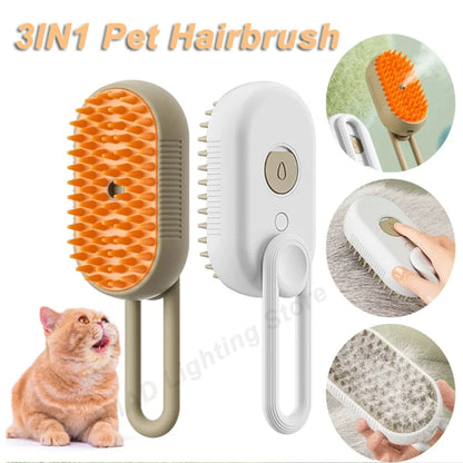 Cat Dog Pet Grooming Comb with Electric Spray Water Steam Soft Silicone Brush Kitten Pet Bath Brush Massage Pet Hair Remover