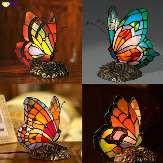 FUMAT Butterfly Tiffany Table Lamp